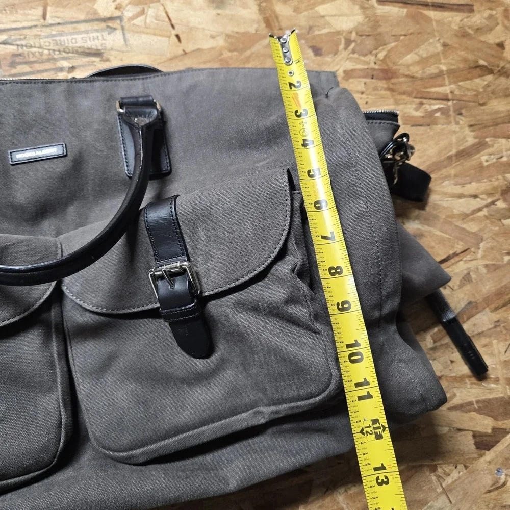 Hook & Albert Grey Waxed Canvas Garment Weekender Bag Travel Carry-On Duffel